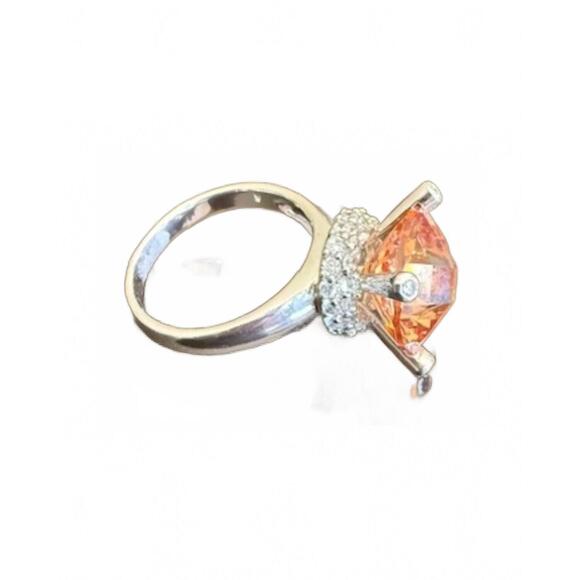 P & K JEWELRY Jewelry - NEW P & K JEWELRY women's sterling cubic zirconia large solitaire ring in amber/